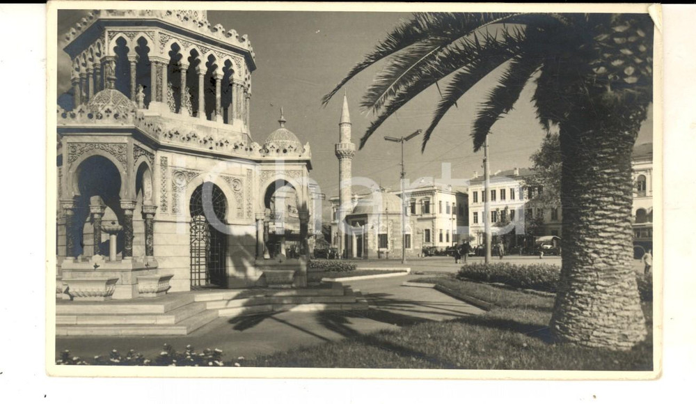 Cartolina originale da collezione 1950 ca SMIRNE / IZMIR TURKEY KONAK square  Tower Clock Vintage postcard 1