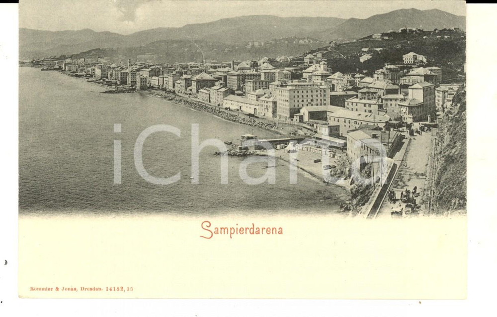 Cartolina originale da collezione 1900 ca GENOVA SAMPIERDARENA Panorama del lungomare Cartolina FP NV 1