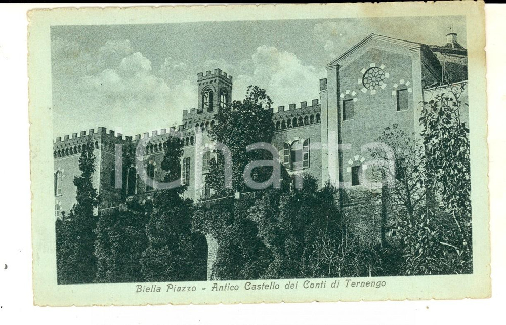 Cartolina originale da collezione 1918 BIELLA PIAZZO Antico castello dei conti di TERNENGO Cartolina FP VG 1