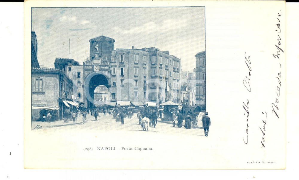 Cartolina originale da collezione 1900 NAPOLI Veduta di Porta CAPUANA Cartolina postale ANIMATA FP VG 1