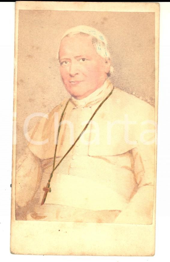 Fotografia d epoca originale 1865 ca ROMA Ritratto di papa PIO IX Foto VINTAGE colorata a mano CDV 1