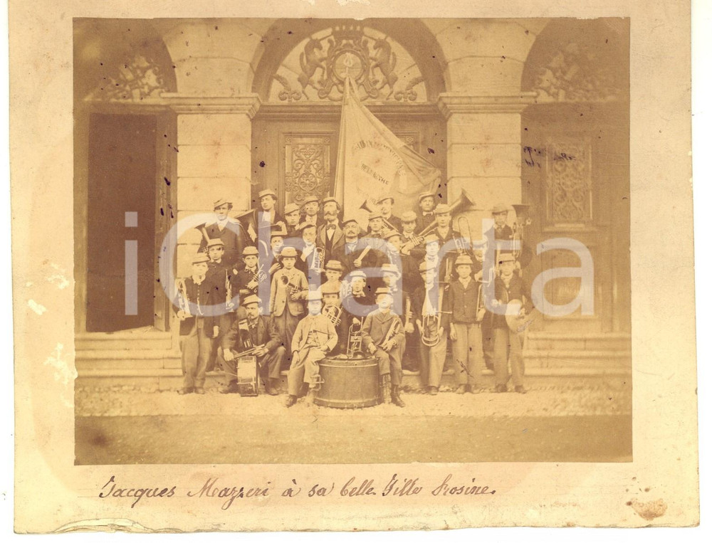 Fotografia d epoca originale 1910 ca LA ROCHESURFORON Musique Municipale  Les enfants Photo RARE 19x15 cm 1