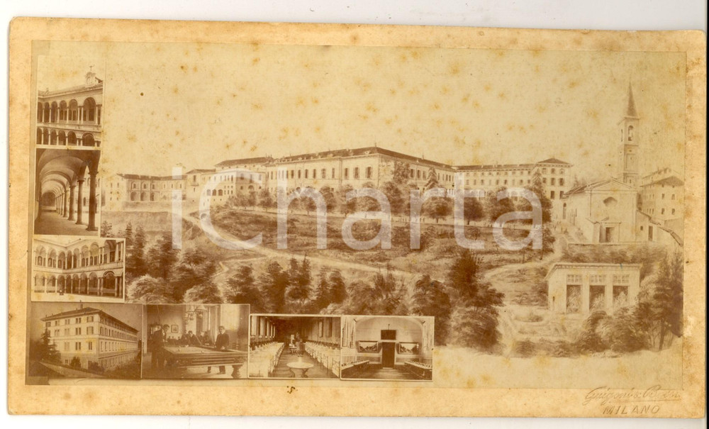 Fotografia d epoca originale 1910 ca GORLA MINORE Vedute del COLLEGIO ROTONDI Foto GUIGONI e BOSSI 23x14 cm 1