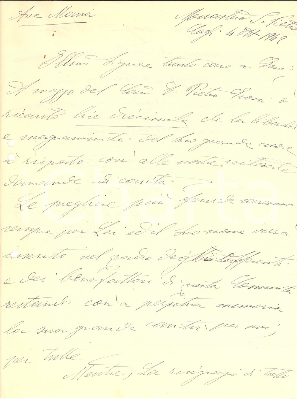 Manoscritto, lettera originale 1949 CAGLI PS Monastero S. PIETRO  Lettera della badessa Lutgarde MENCHETTI 1