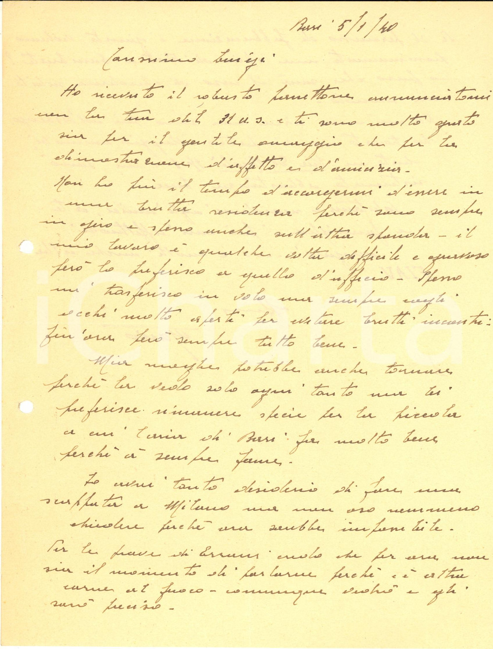 Autografo originale 1940 WW2 BARI Lettera ten. col. Mario ALIANI tra ufficio e aviazione Autografo 1