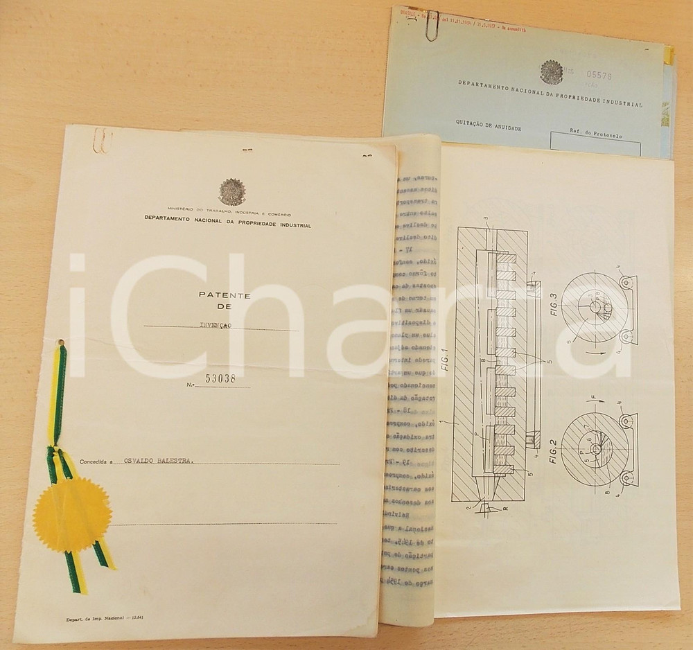 Documento originale, autentico 1957 BRASILE Brevetto invenzione Osvaldo BALESTRA per forno antiossidazione 1