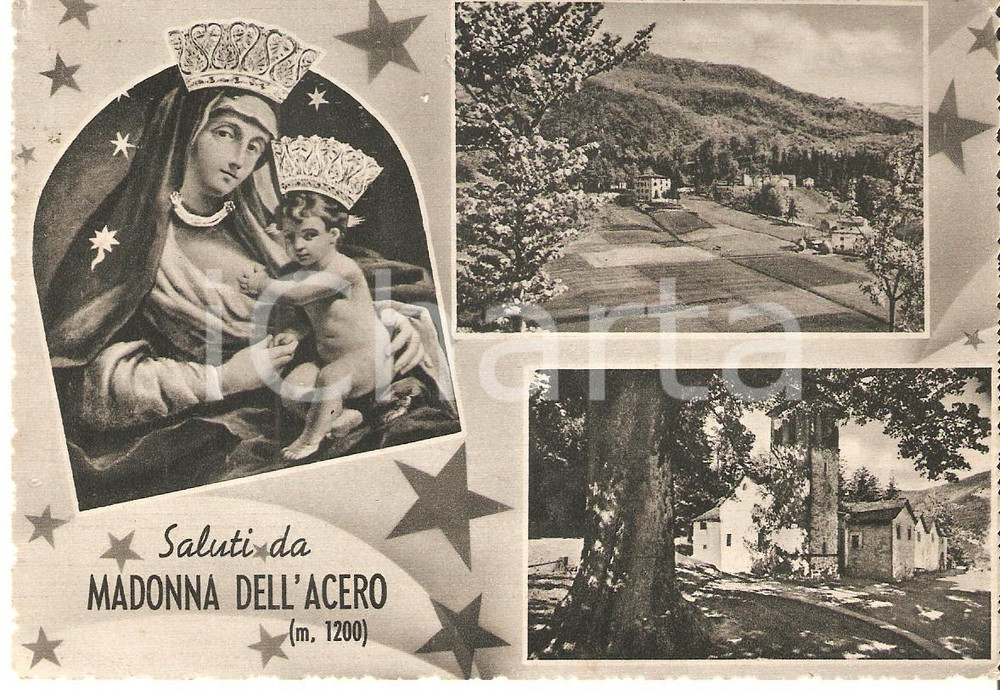1961 LIZZANO IN BELVEDERE (BO) Vedutine con Madonna dell'ACERO *Cartolina FG VG