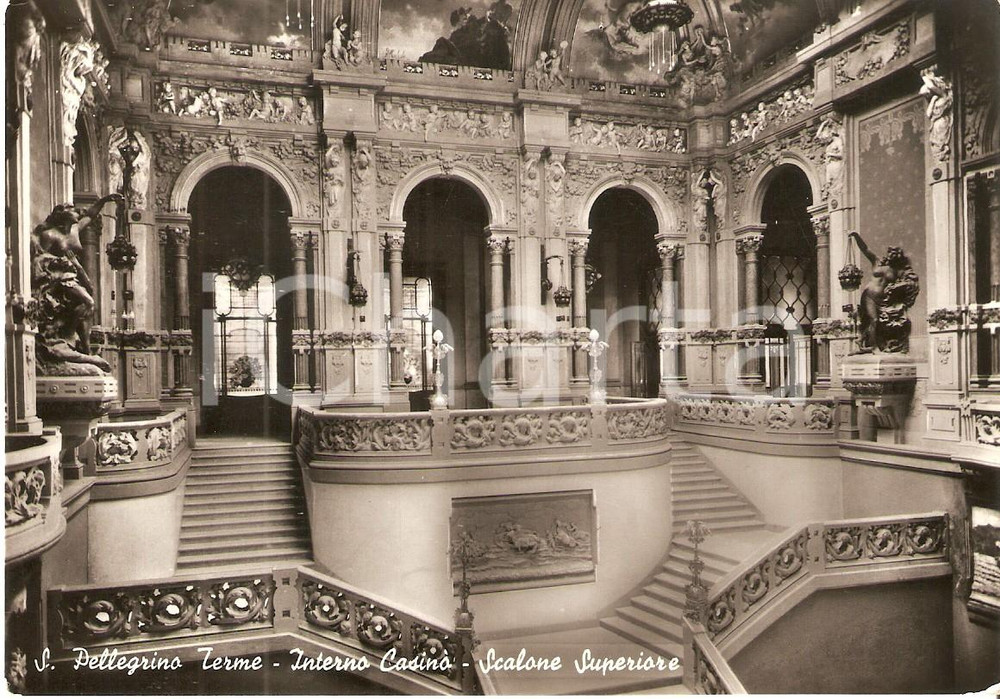 Cartolina originale da collezione 1954 SAN PELLEGRINO TERME BG Salone superiore del Casinò Cartolina FG VG 1