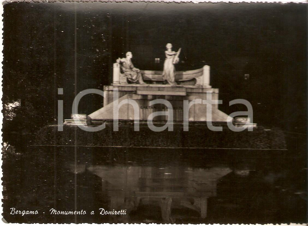 Cartolina originale da collezione 1953 BERGAMO Monumento a Gaetano DONIZETTI Cartolina FG VG 1