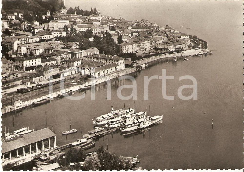 1958 ARONA (VB) Panorama con traghetti del LAGO MAGGIORE *Cartolina FG VG