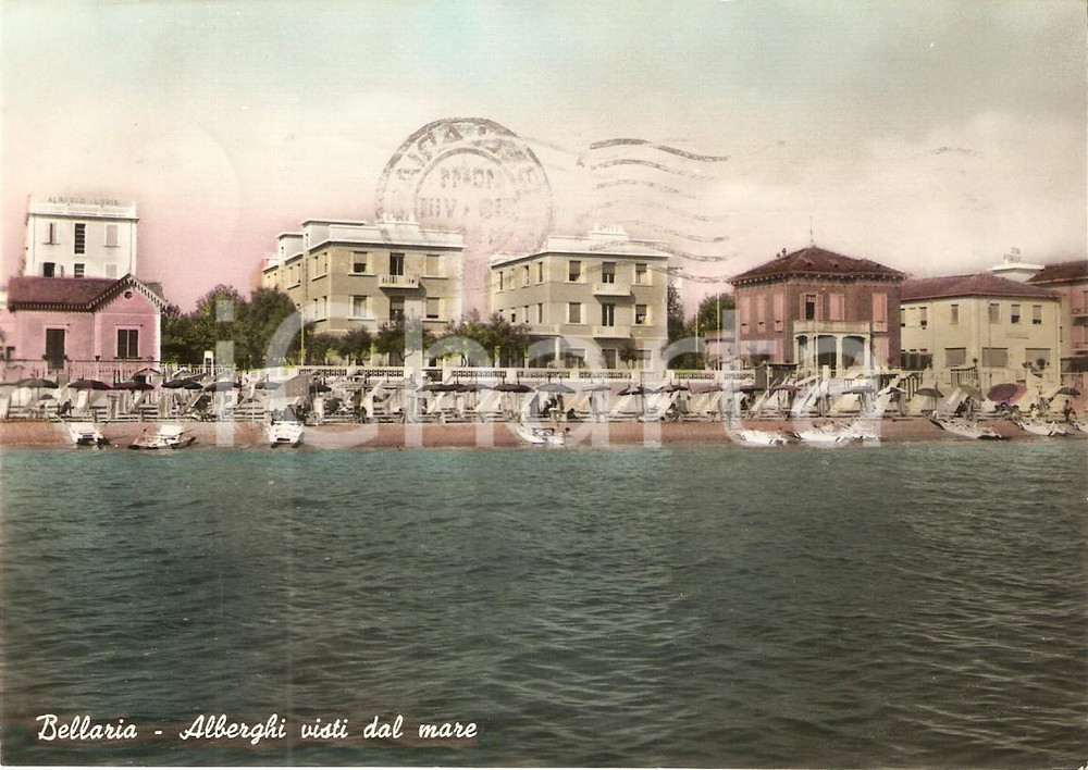 1956 BELLARIA IGEA MARINA (RN) Alberghi visti dal mare *Cartolina FG VG