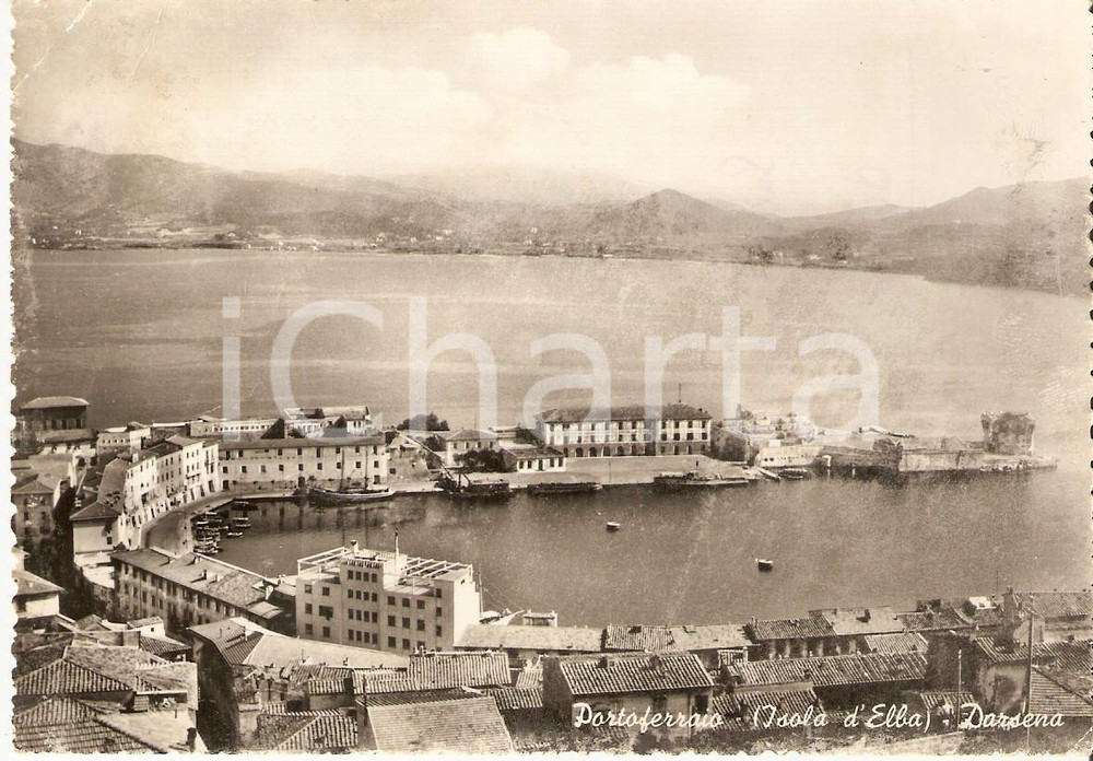 1956 ISOLA D'ELBA (LI) Darsena di PORTOFERRAIO *Cartolina FG VG
