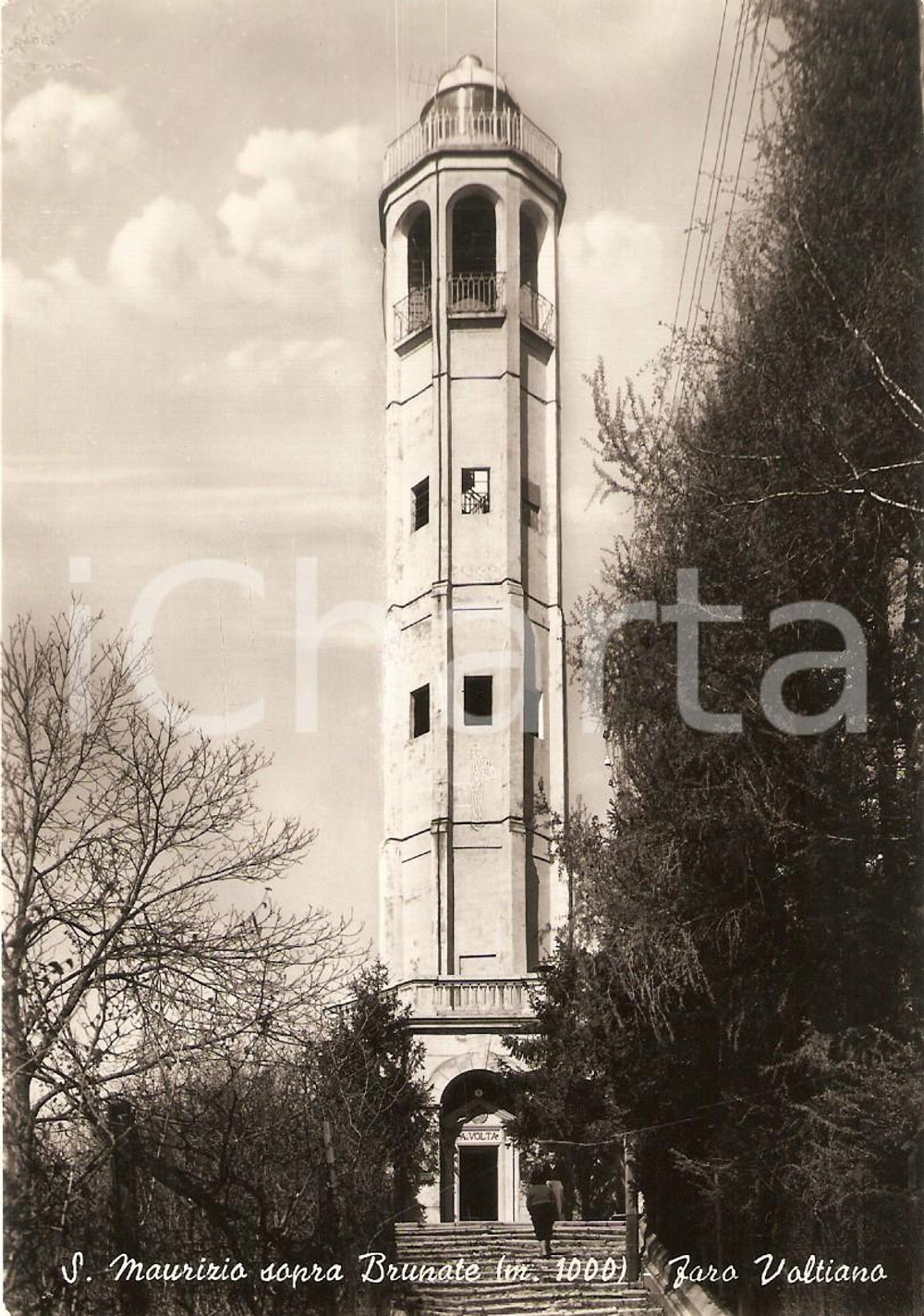 Cartolina originale da collezione 1960 ca BRUNATE CO Faro Voltiano della Frazione SAN MAURIZIO Cartolina FG VG 1