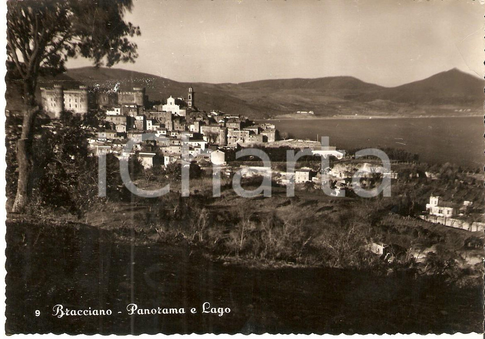 Cartolina originale da collezione 1955 BRACCIAMO RM Panorama del paese e del lago Cartolina FG VG 1