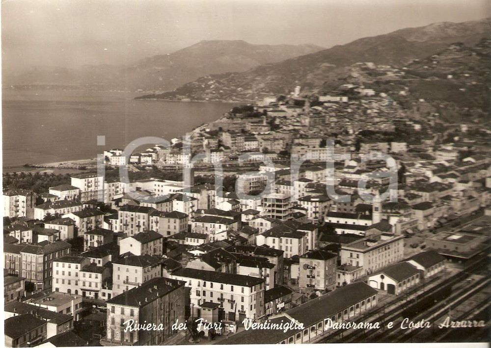 Cartolina originale da collezione 1956 VENTIMIGLIA IM Panorama e COSTA AZZURRA Riviera dei fiori Cartolina FG VG 1