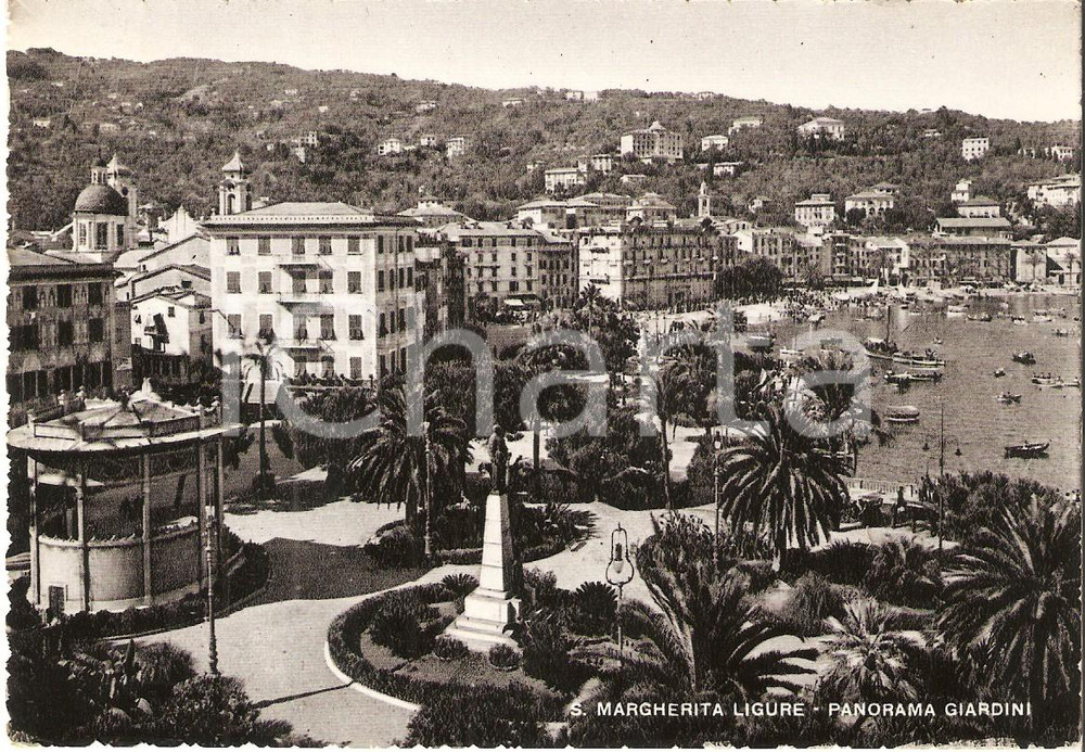 Cartolina originale da collezione 1950 SANTA MARGHERITA LIGURE GE Panorama dei giardini Cartolina FG VG 1