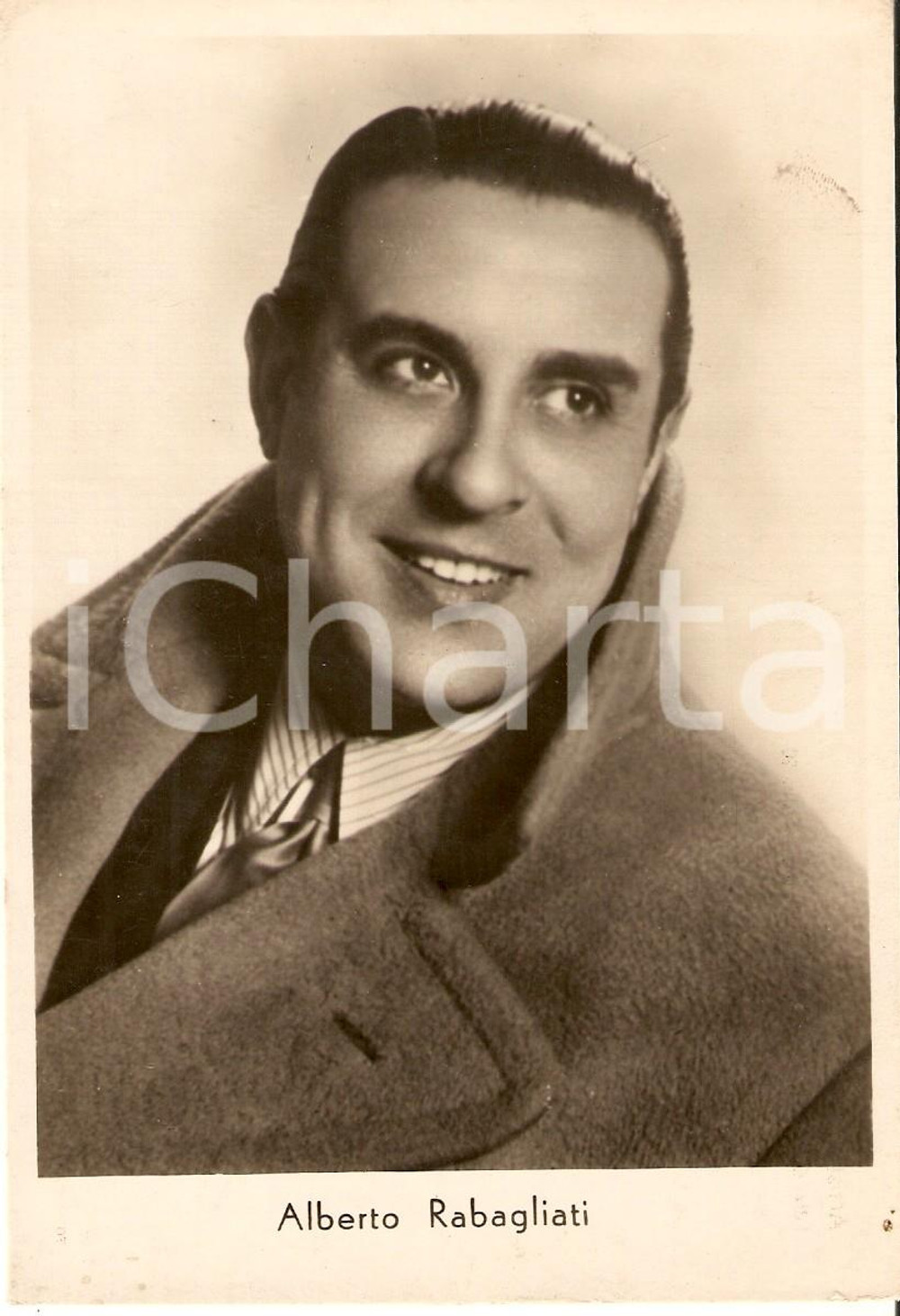 Cartolina originale da collezione 1940 ca MUSICA Alberto RABAGLIATI Ritratto del cantante CETRA Cartolina FG NV 1