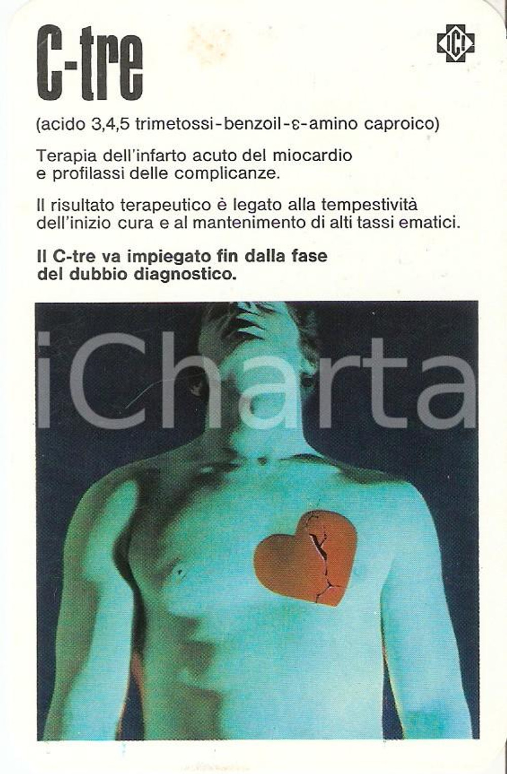 Materiale pubblicitario d’epoca 1980 ca MILANO Istituto Chemioterapico Italiano CTRE Cartoncino pubblicitario 1