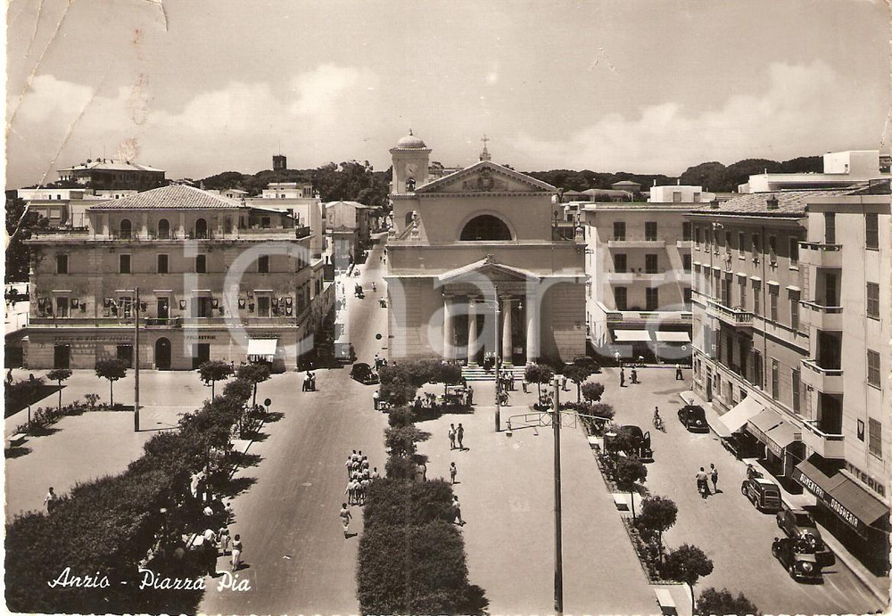 1957 ANZIO (RM) Panorama con Piazza Pia *Cartolina FG VG