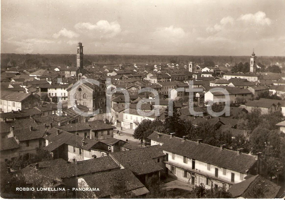 Cartolina originale da collezione 1959 ROBBIO LOMELLINA PV Panorama del paese Cartolina FG NV 1