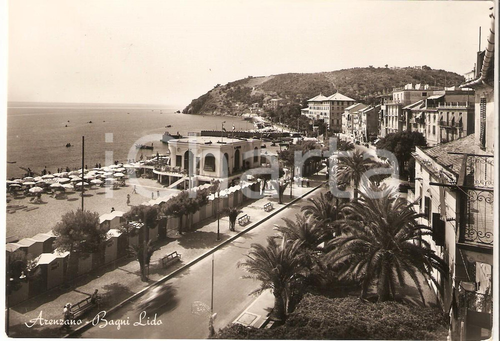 Cartolina originale da collezione 1952 ARENZANO GE Panorama con Bagni LIdo Cartolina FG VG 1