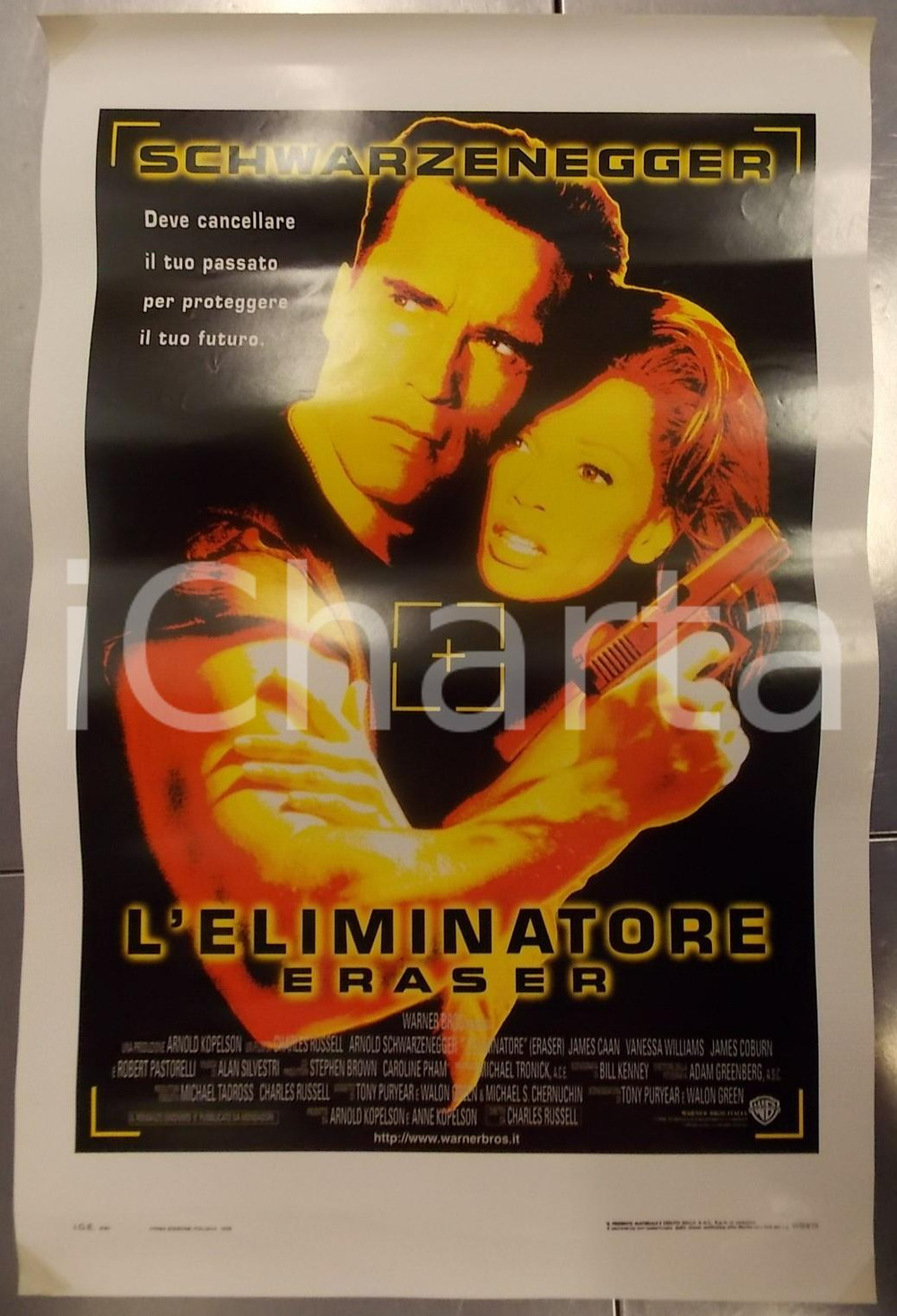 Oggetto da collezione cartaceo 1996 L ELIMINATORE  ERASER Arnold SCHWARZENEGGER Chuck RUSSELL Locandina 33x70 1