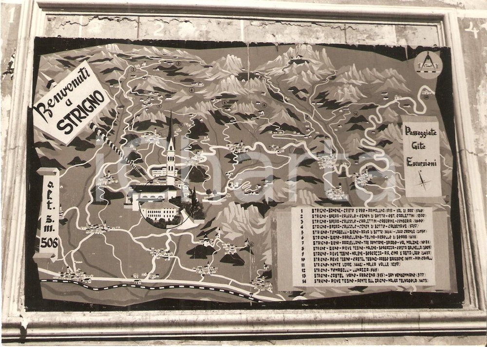 Cartolina originale da collezione 1962 STRIGNO TN Mappa del paese con tracciati per escursioni Cartolina FG VG 1