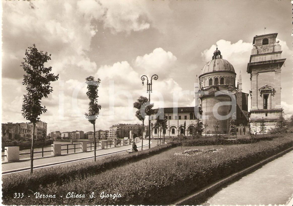 Cartolina originale da collezione 1952 VERONA Chiesa SAN GIORGIO Panorama Cartolina FG VG 1