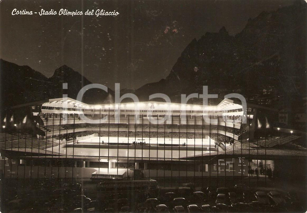Cartolina originale da collezione 1960 ca CORTINA D AMPEZZO BL Stadio olimpico del ghiaccio Cartolina FG NV 1