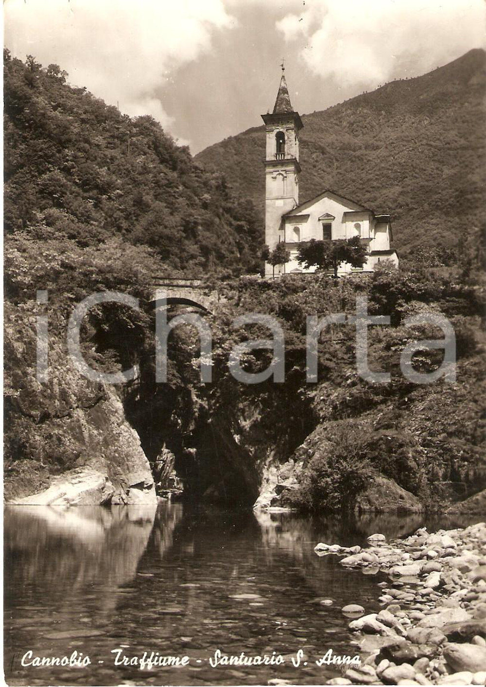 1955 ca CANNOBIO - TRAFFIUME (VB) Santuario di SANT'ANNA *Cartolina FG VG