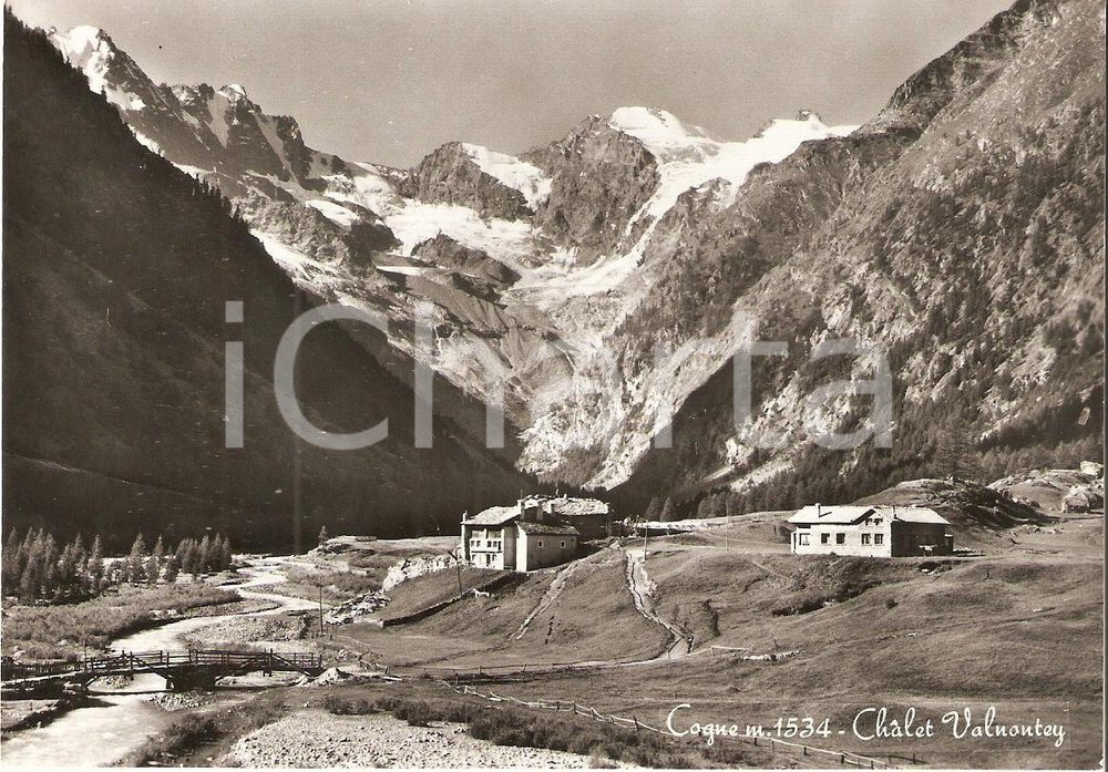Cartolina originale da collezione 1960 COGNE AO Panorama con Chalet VALNONTEY Cartolina FG VG 1