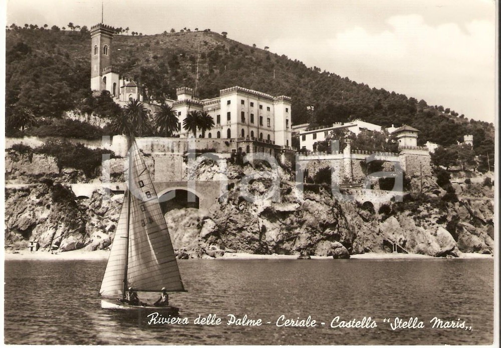 Cartolina originale da collezione 1963 CERIALE SV Castello STELLA MARIS e barca a vela D46 Cartolina FG VG 1