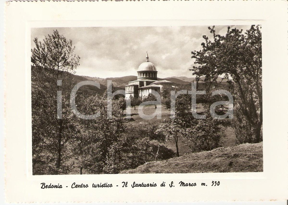 Cartolina originale da collezione 1958 BEDONIA PR Santuario di SAN MARCO Panorama Cartolina FG VG 1