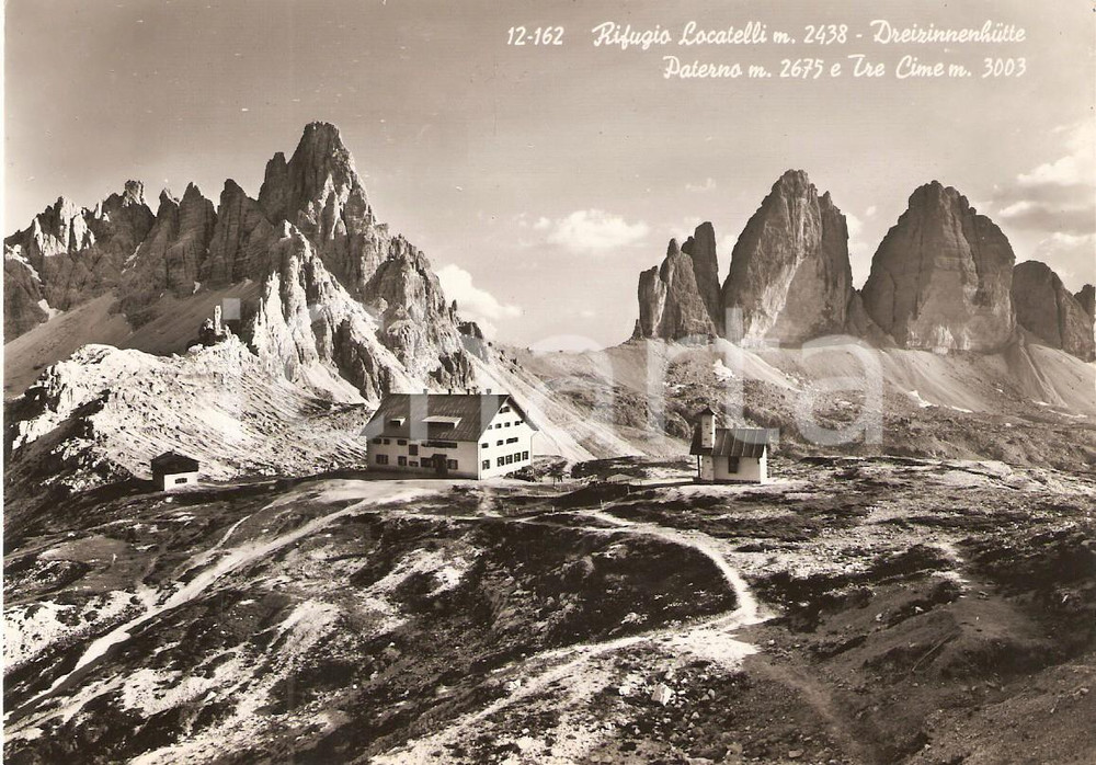 Cartolina originale da collezione 1963 TRE CIME DI LAVAREDO BL Rifugio LOCATELLI Timbro CAI Cartolina FG VG 1