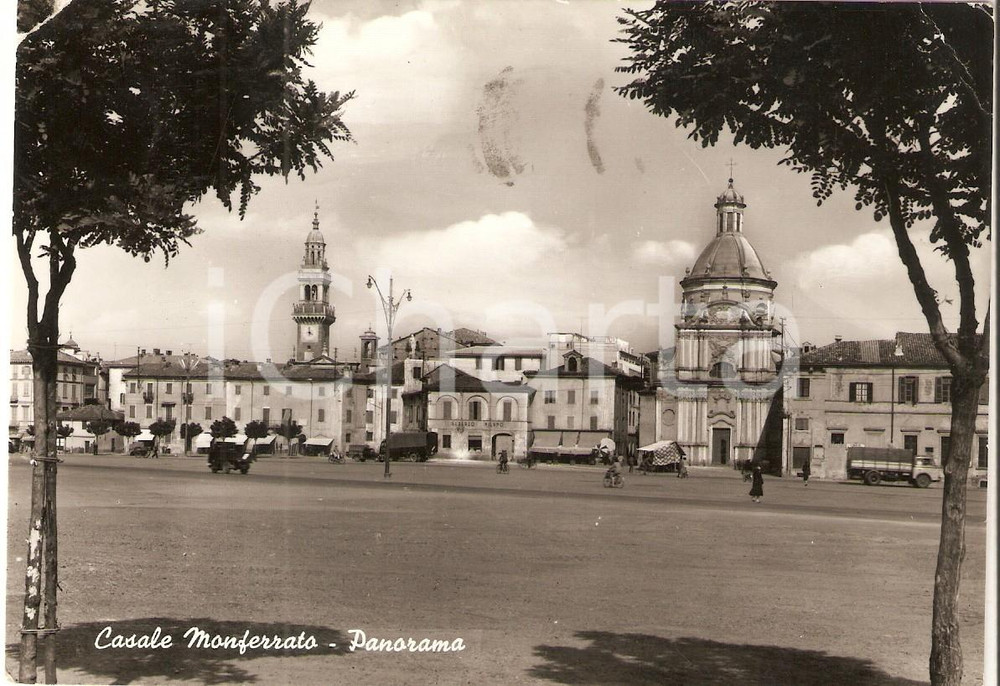 Cartolina originale da collezione 1956 CASALE MONFERRATO AL Panorama con Albergo MILANO Cartolina FG VG 1