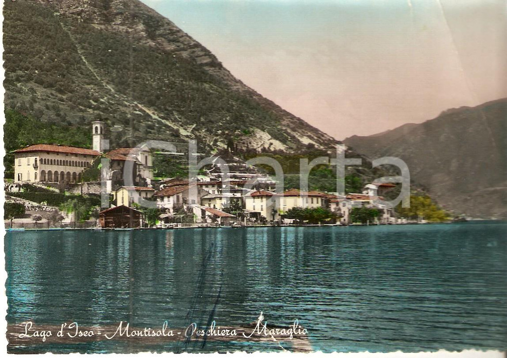 Cartolina originale da collezione 1955 MONTE ISOLA BS Frazione PESCHERA MIRAGLIO Lago d Iseo Cartolina FG VG 1