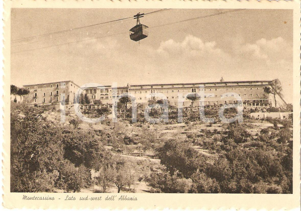 1935 ca MONTECASSINO (FR) Teleferica e lato sud-ovest dell'ABBAZIA *Cartolina FG