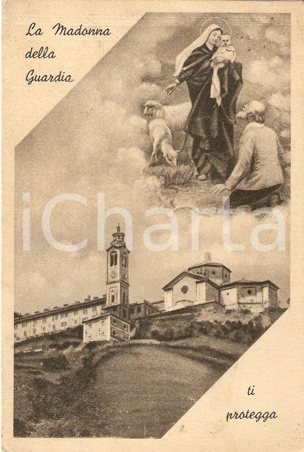 Cartolina originale da collezione 1950 ca CERANESI GE Basilica NOSTRA SIGNORA DELLA GUARDIA Cartolina FG VG 1