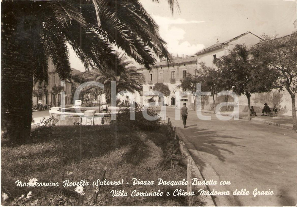 Cartolina originale da collezione 1972 MONTECORVINO ROVELLA Piazza Pasquale BUDETTA Villa Comunale Cartolina FG VG 1