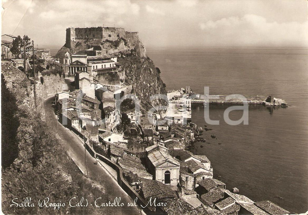 Cartolina originale da collezione 1954 SCILLA RC Castello sul mare  Panorama Cartolina FG VG 1