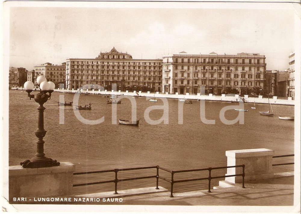 1936 BARI Barche viste dal Lungomare Nazario SAURO *Cartolina FG VG