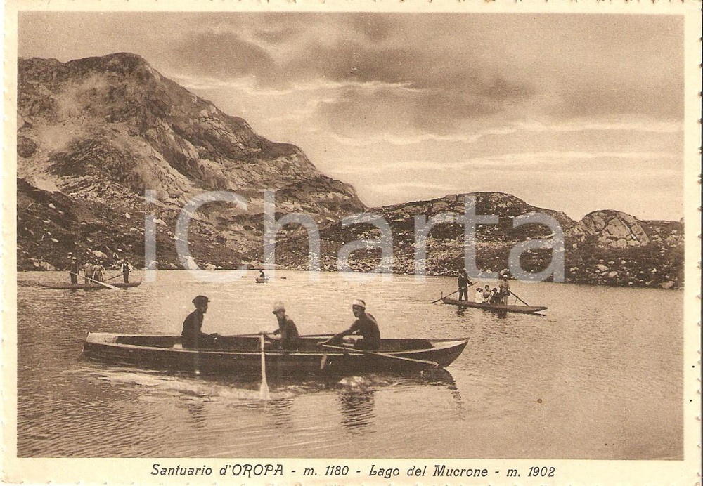 Cartolina originale da collezione 1940 OROPA BI Barche a remi sul Lago MUCRONE Cartolina FG VG 1