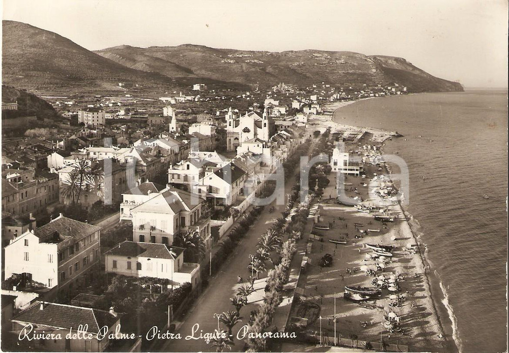 Cartolina originale da collezione 1953 PIETRA LIGURE SV Panorama della città RIVIERA DELLE PALME Cartolina FG VG 1