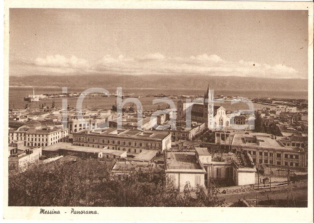 Cartolina originale da collezione 1940 MESSINA Veduta aerea della città Cartolina FG VG 1