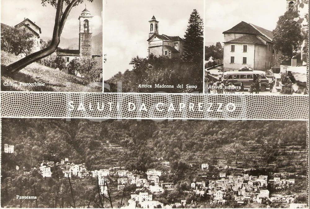 Cartolina originale da collezione 1966 CAPREZZO VB Vedutine Antica Madonna del Sasso e panorama Cartolina FG VG 1