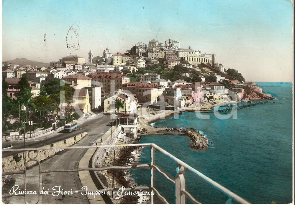 Cartolina originale da collezione 1958 IMPERIA Panorama della città RIVIERA DEI FIORI Cartolina FG VG 1