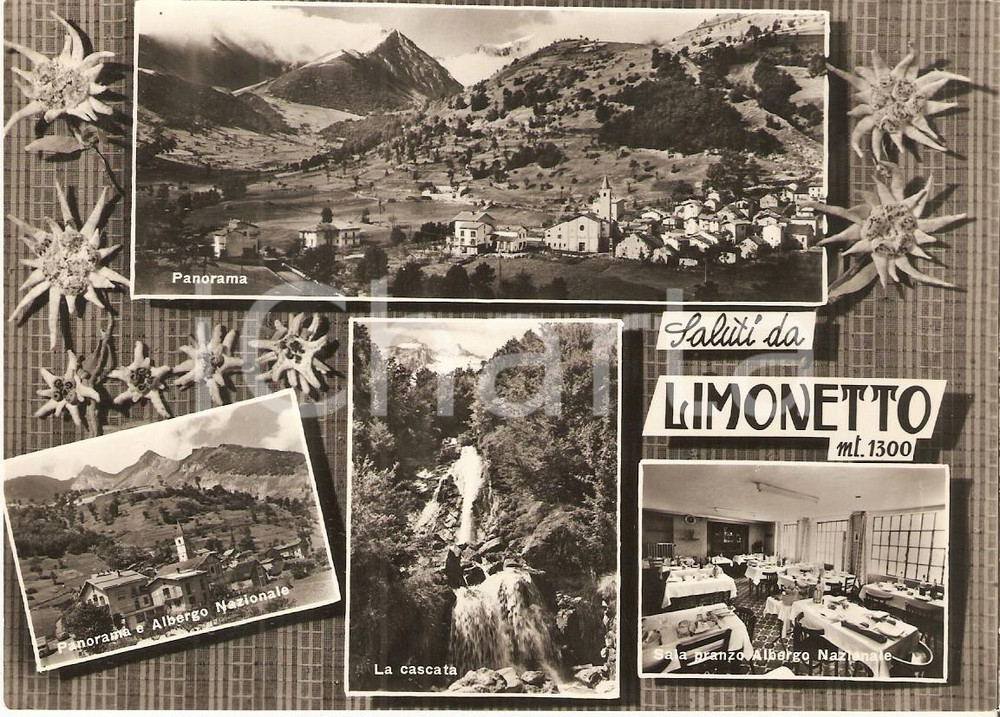 Cartolina originale da collezione 1960 LIMONE PIEMONTE CN Frazione LIMONETTO Vedutine Albergo Nazionale FG VG 1