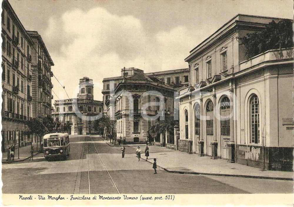 Cartolina originale da collezione 1951 NAPOLI Via Morghen  Funicolare di MONTESANTO VOMERO Cartolina FG NV 1