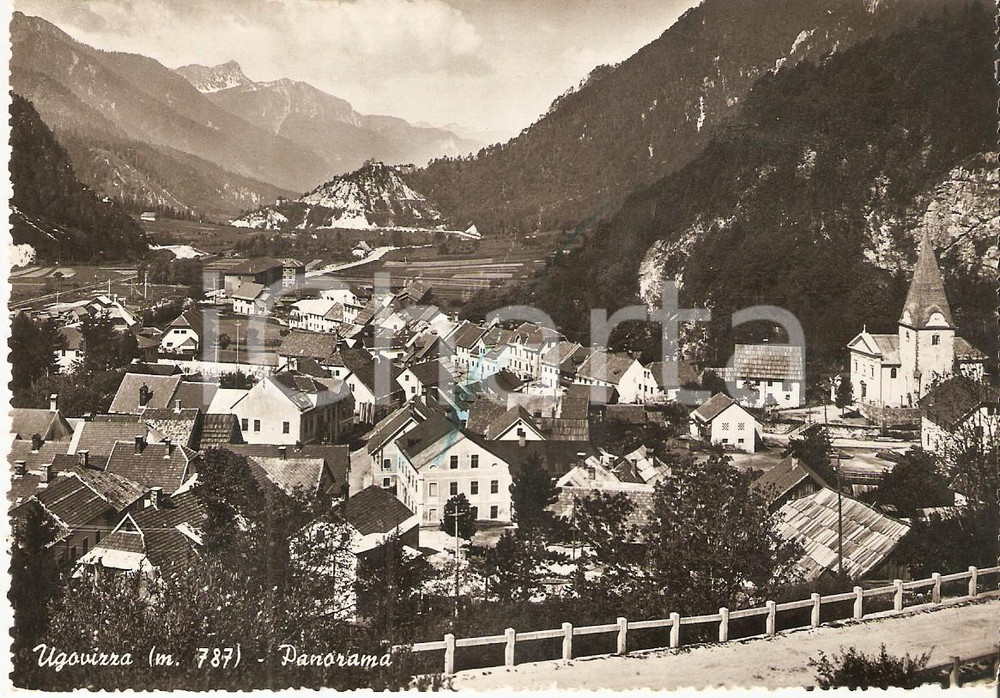 Cartolina originale da collezione 1951 MALBORGHETTO  VALBRUNA UD Frazione UGOVIZZA Panorama Cartolina FG VG 1