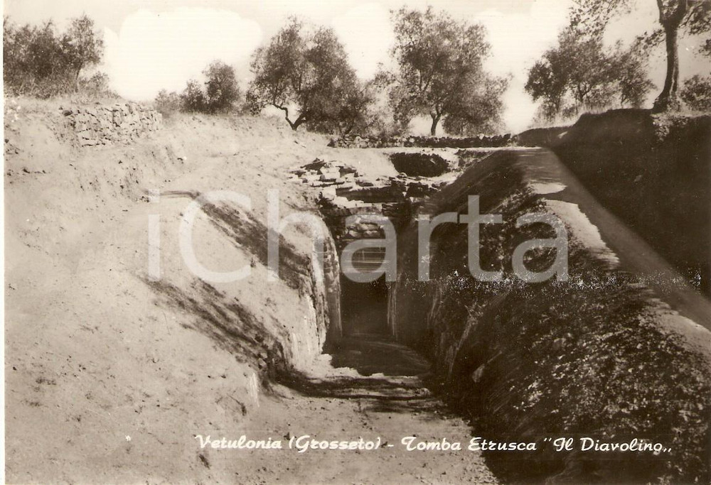 Cartolina originale da collezione 1960 ca VETULONIA GR Tomba etrusca IL DIAVOLINO Cartolina FG NV 1